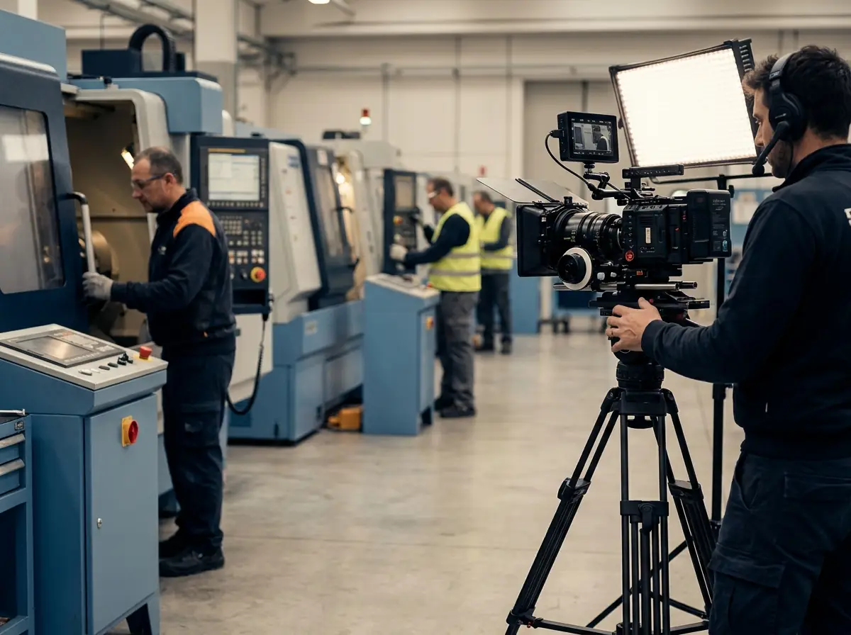 Set di un video corporate in uno stabilimento produttivo